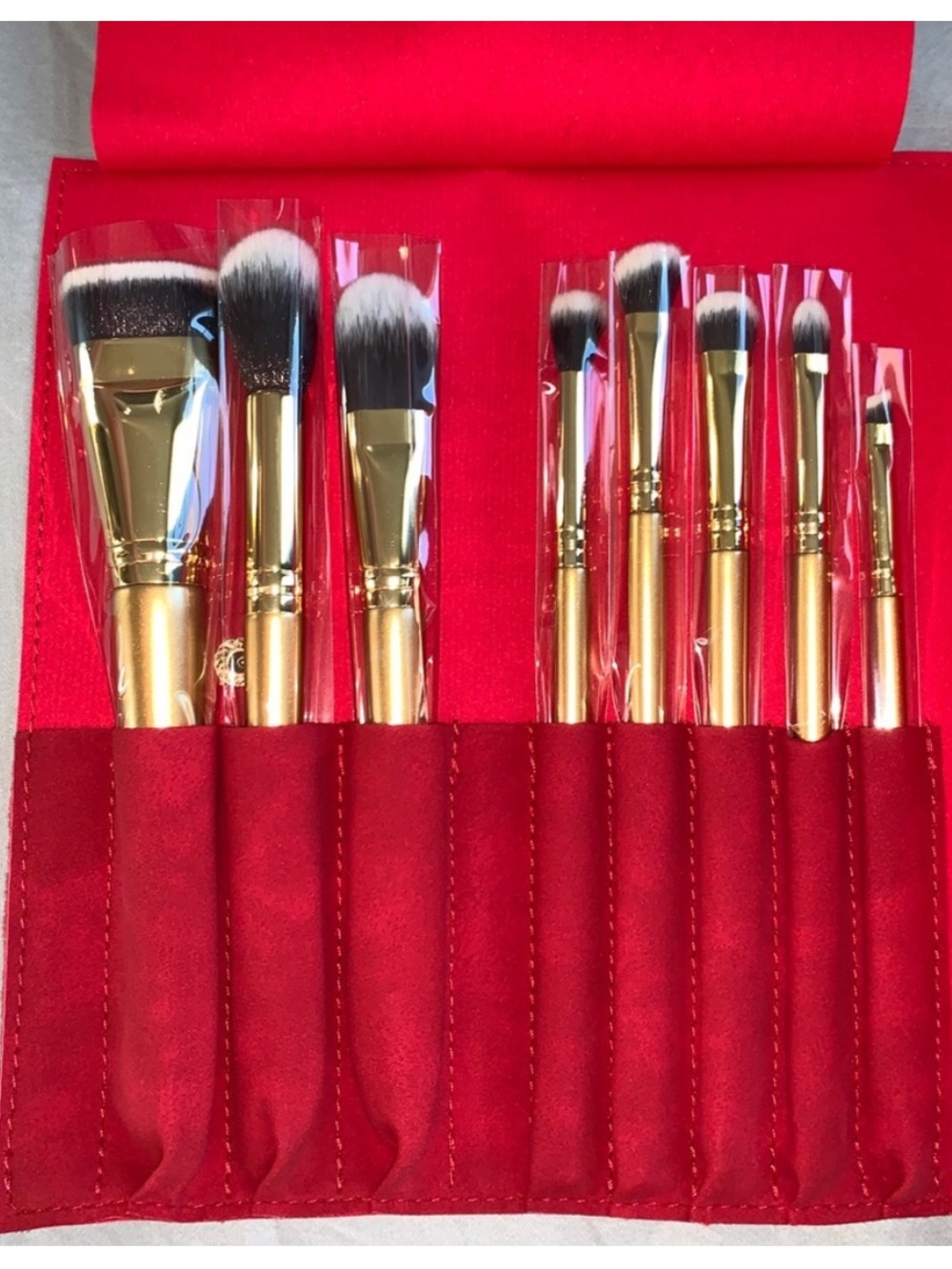 LUXIE 8Pc Makeup Full Face Brush Set Gold Handles NWT